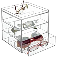mdesign apilable Organizador para gafas- gafas de sol- gafas de lectura – 3 Cajones- transparente